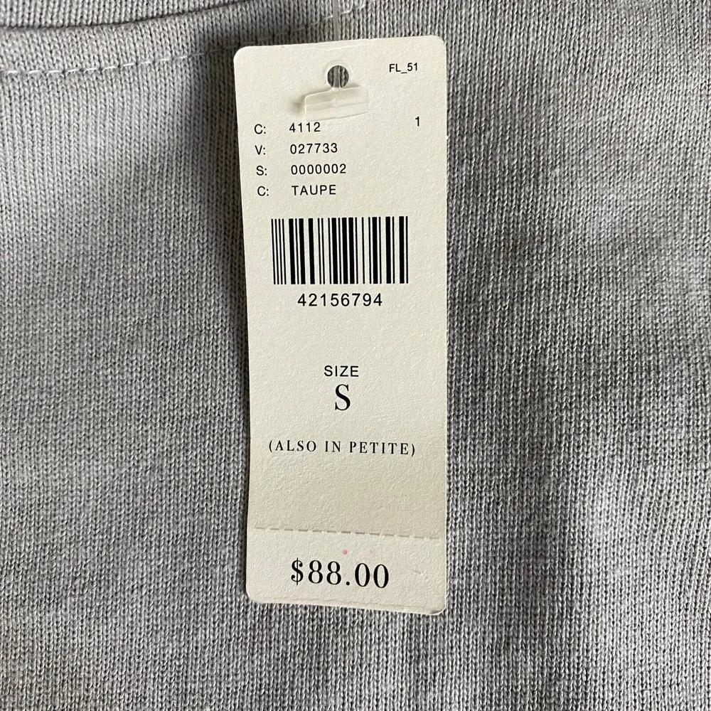 Anthropologie Eri + Ali NWT Taupe Long Sleeve Cotton Blouse Size Small. - Picture 7 of 11